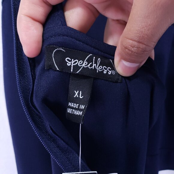 Speechless Navy Blue N White Floral Layered Formal Party Preppy Dress Size XL - Picture 14 of 15